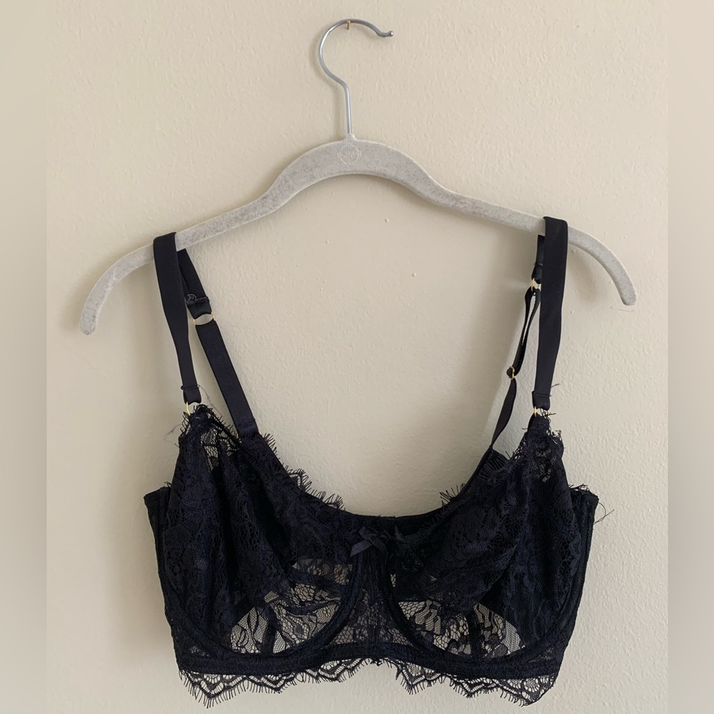 Figleaves Pulse Lace Underwire Balcony Bra Black, 34FF